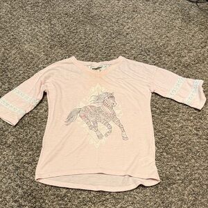 Mudd Pink Horse Graphic Long Sleeve Tee